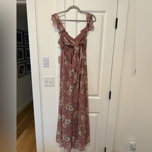 Mauve floral dress with back tie